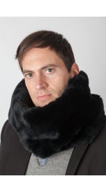 Black rex rabbit fur neck warmer